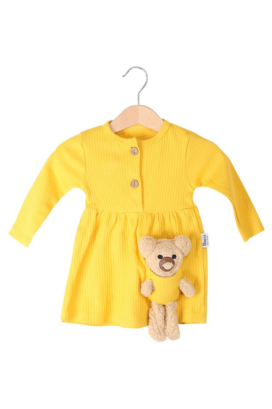 MURAT BABY - Kız Bebek Ayıcıklı Elbise 6844 | Sarı