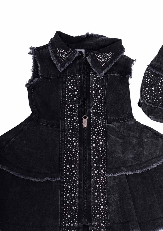 Simisso Çantalı Kot Elbise 416 | Siyah - Thumbnail