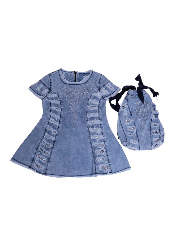Simisso Çantalı Elbise 413 | Mavi - Thumbnail