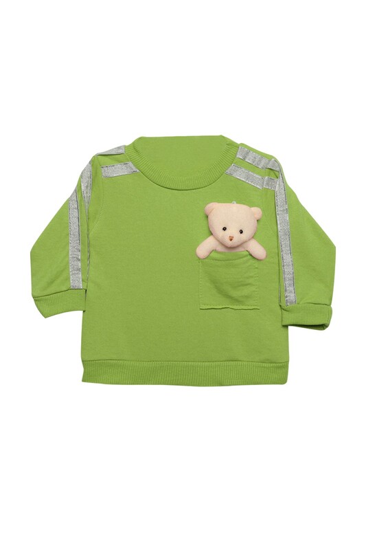 Sim Şeritli Kız Bebek Eşofman Takımı 8982 | Neon Yeşil - Thumbnail