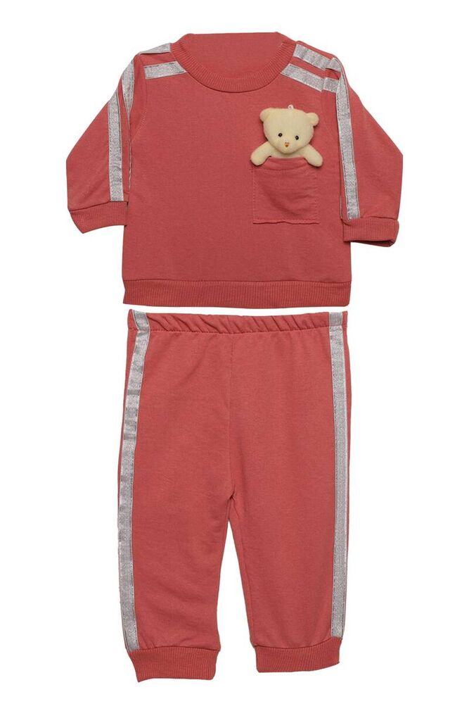 Sim Şeritli Kız Bebek Eşofman Takımı 8982 | Kırmızı