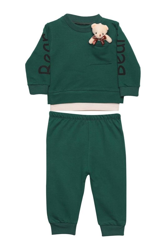 Albayrak Bebe - Yazı Baskılı Erkek Bebek Eşofman Takımı 8982 | Yeşil