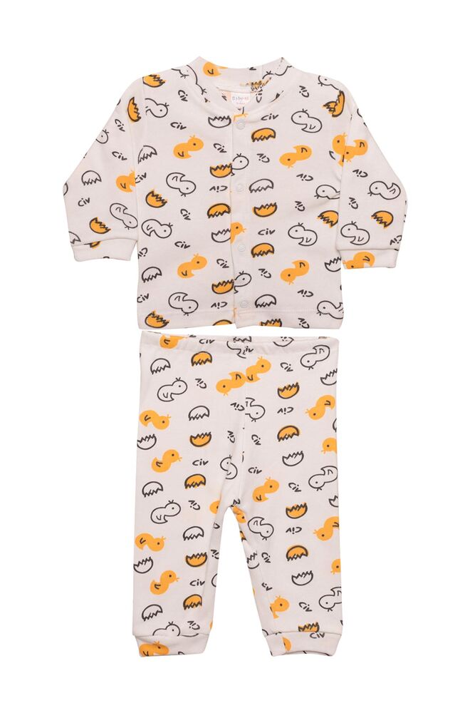 Civciv Baskılı Bebek Pijama Takımı 85 | Ekru