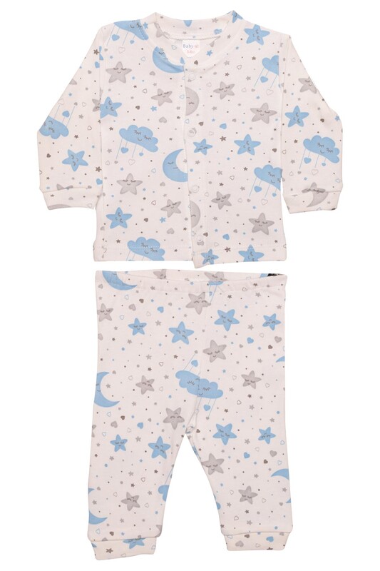 Babysi Bebe - Yıldız Baskılı Bebek Pijama Takımı 85 | Mavi