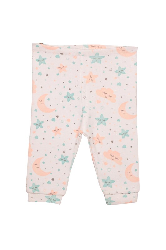 Yıldız Baskılı Bebek Pijama Takımı 85 | Su Yeşili - Thumbnail