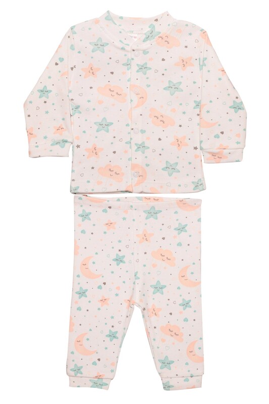 Babysi Bebe - Yıldız Baskılı Bebek Pijama Takımı 85 | Su Yeşili