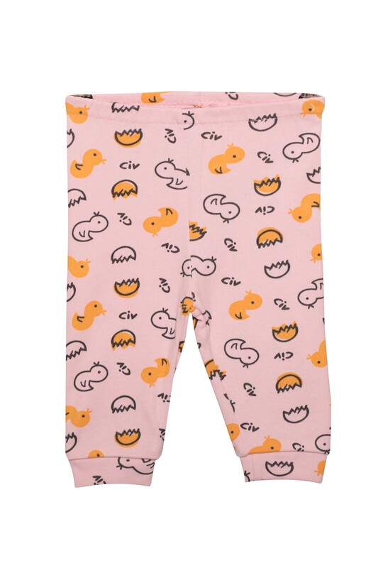 Civciv Baskılı Bebek Pijama Takımı 85 | Pembe - Thumbnail
