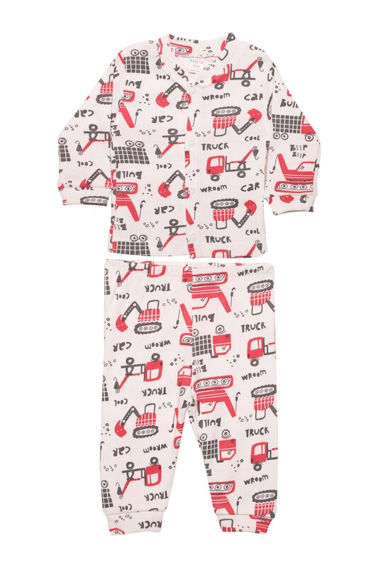 Babysi Bebe - İş Makinesi Baskılı Bebek Pijama Takımı 85 | Kırmızı