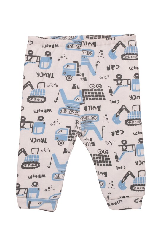 İş Makinesi Baskılı Bebek Pijama Takımı 85 | Mavi - Thumbnail