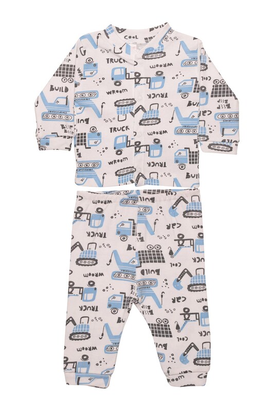 Babysi Bebe - İş Makinesi Baskılı Bebek Pijama Takımı 85 | Mavi