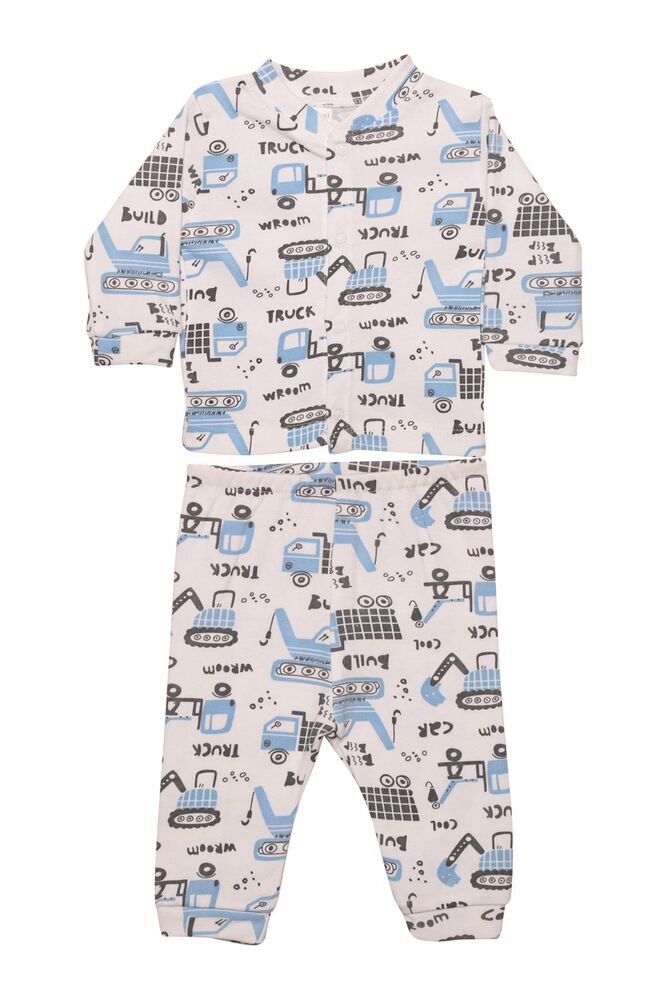 İş Makinesi Baskılı Bebek Pijama Takımı 85 | Mavi