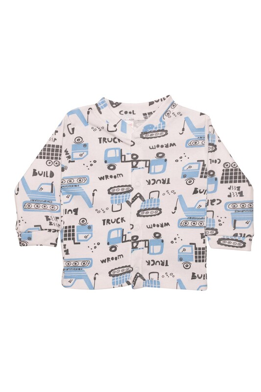 İş Makinesi Baskılı Bebek Pijama Takımı 85 | Mavi - Thumbnail