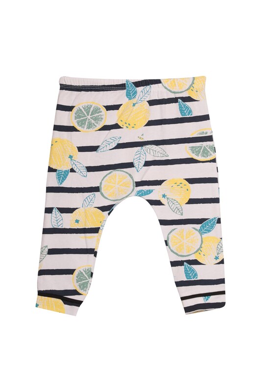 Çizgili Meyve Baskılı Bebek Pijama Takımı 1835 | Beyaz - Thumbnail