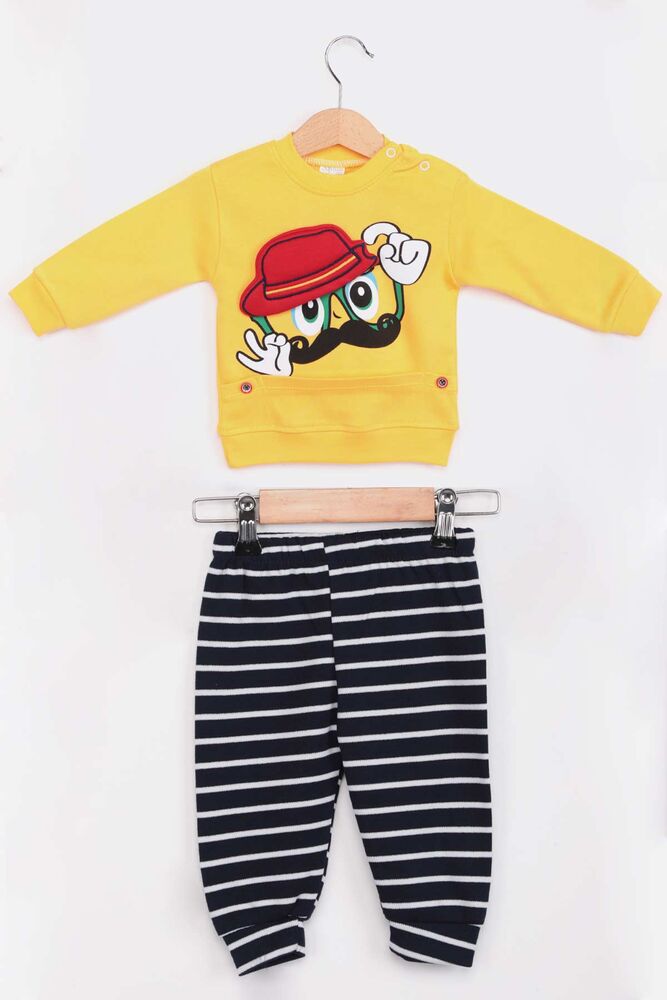 Şapkalı Erkek Çocuk Pijama Takımı | Sarı