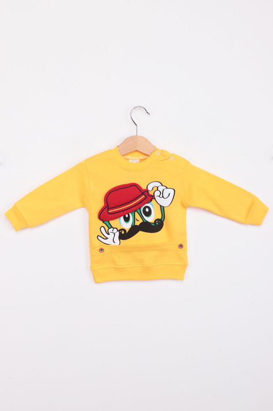 Şapkalı Erkek Çocuk Pijama Takımı | Sarı - Thumbnail