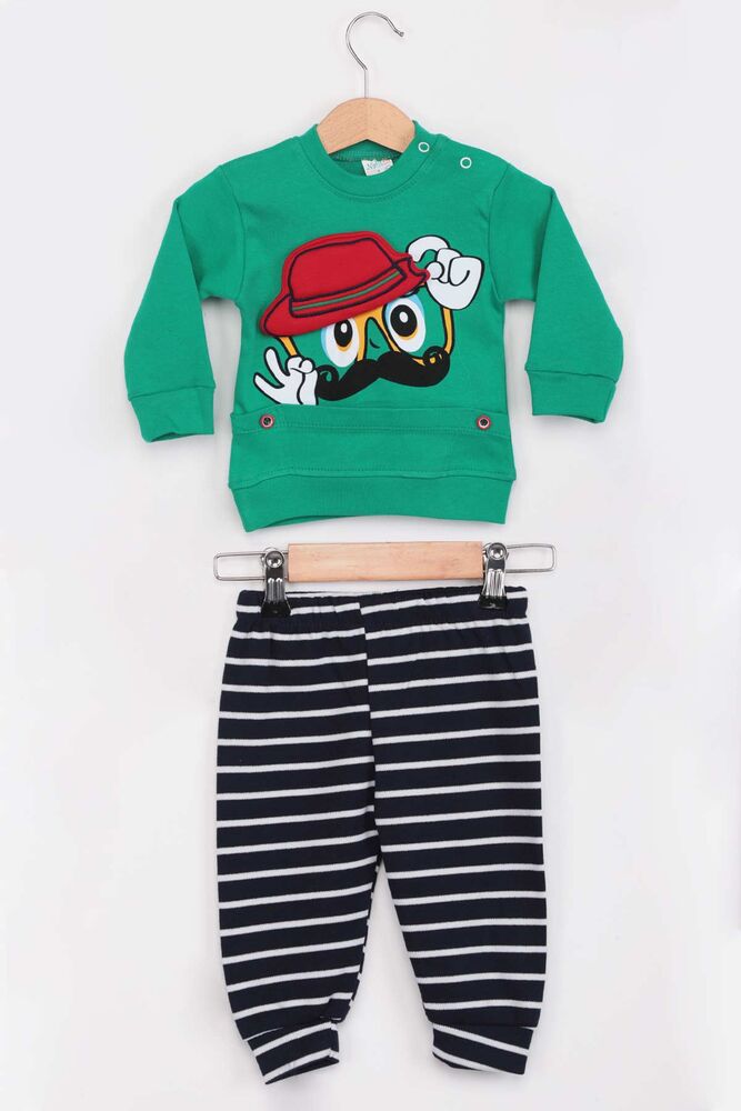 Şapkalı Erkek Çocuk Pijama Takımı | Yeşil