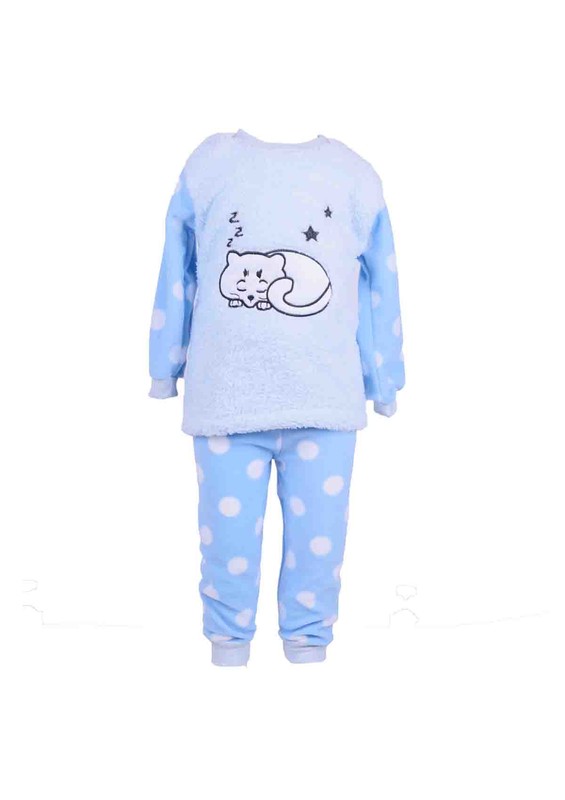 Simisso Çocuk Polar Pijama Takımı 284 | Mavi - Thumbnail