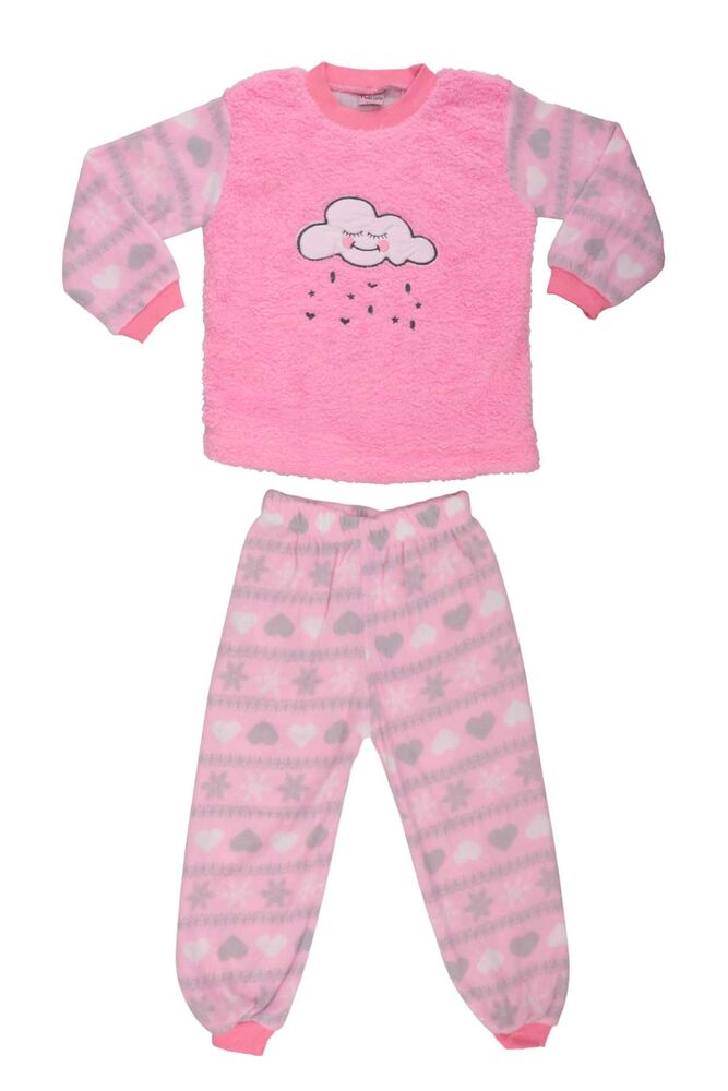 Bulut Baskılı Peluş Bebek Pijama Takımı | Pembe
