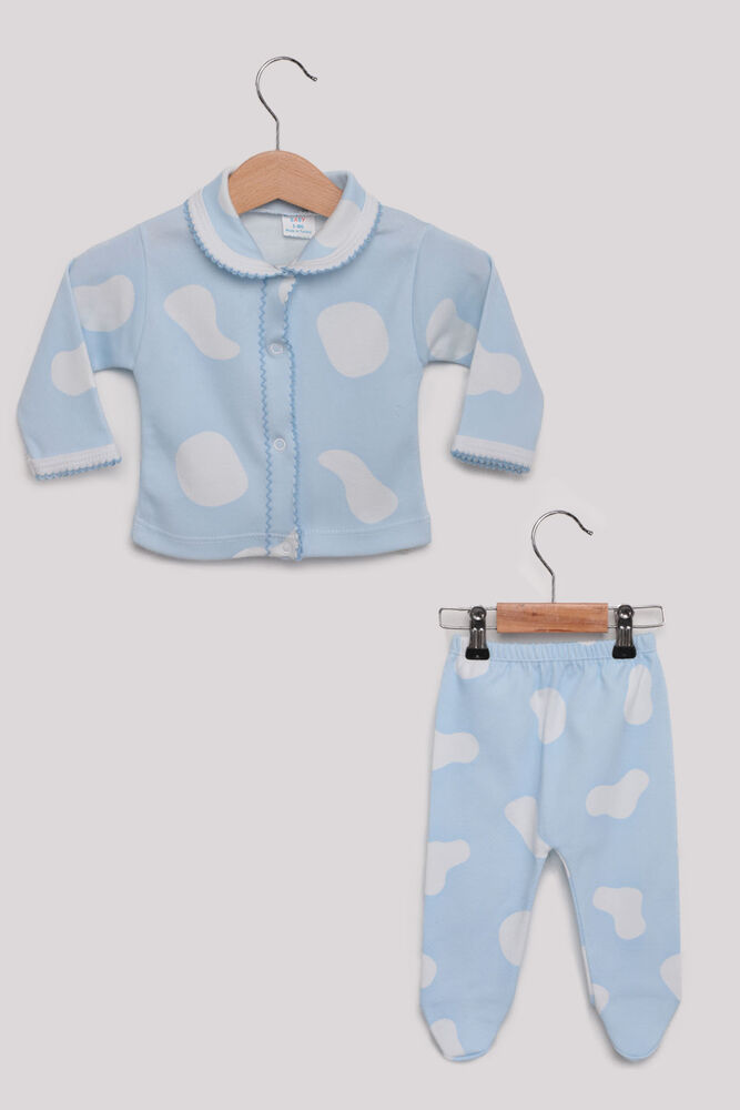 Desenli Bebek Pijama Takımı | Mavi