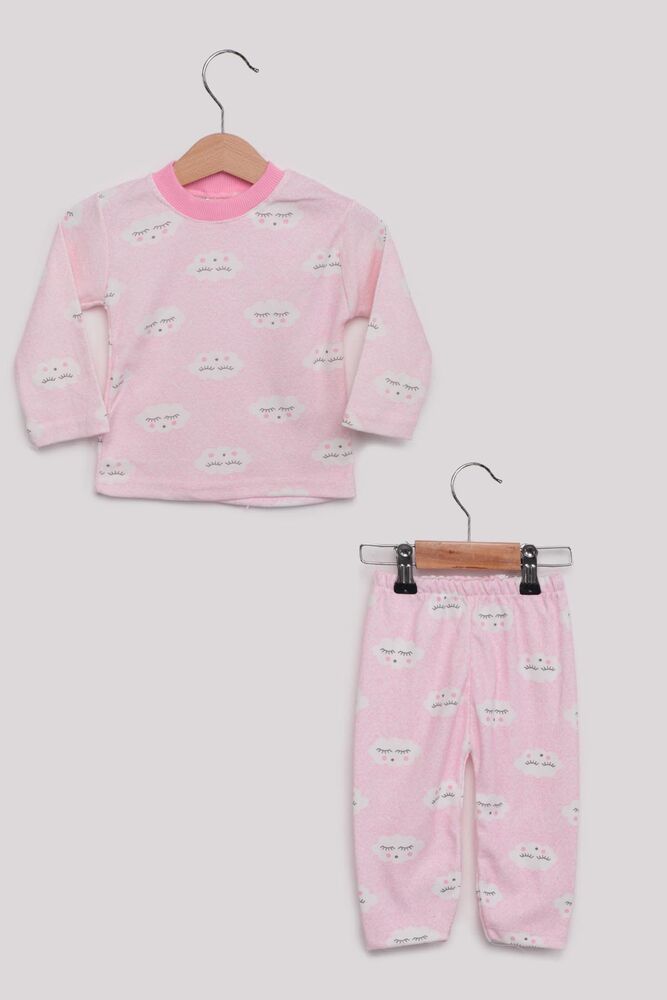 Bulut Desenli Bebek Pijama Takımı | Pembe