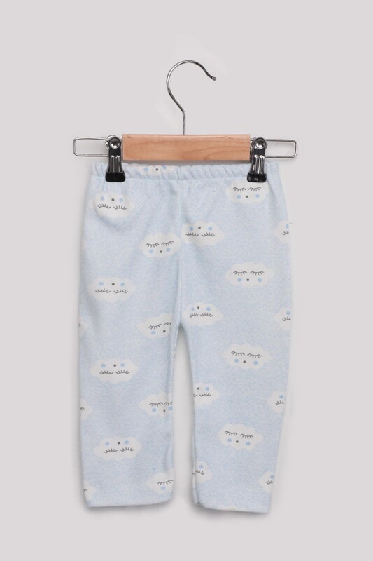 Bulut Desenli Bebek Pijama Takımı | Mavi - Thumbnail