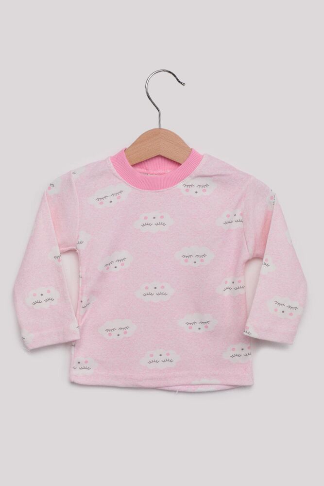 Bulut Desenli Bebek Pijama Takımı | Pembe