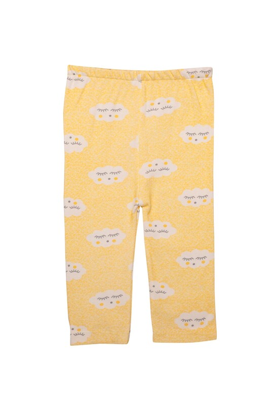 Bulut Desenli Bebek Pijama Takımı | Sarı - Thumbnail
