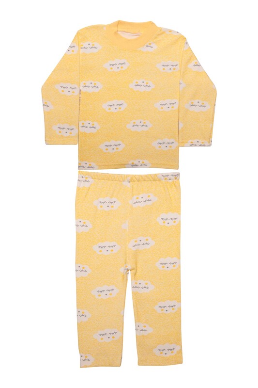 SİMİSSO - Bulut Desenli Bebek Pijama Takımı | Sarı