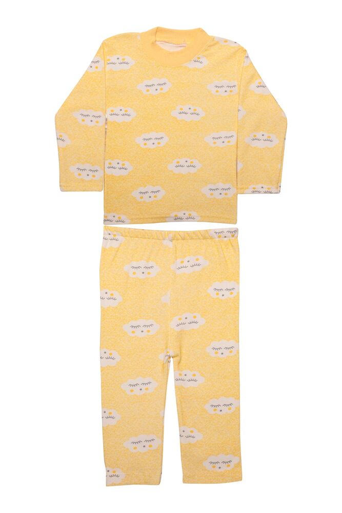 Bulut Desenli Bebek Pijama Takımı | Sarı