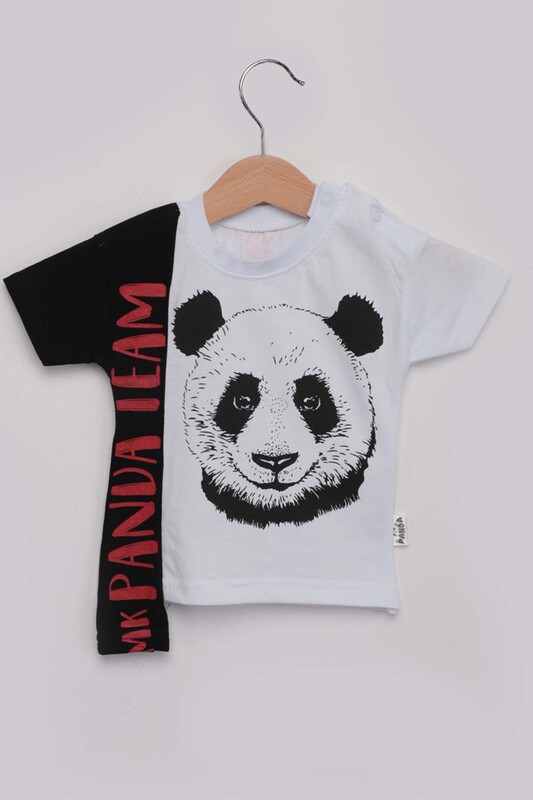 Panda Baskılı Erkek Çocuk Şortlu Takım | Kırmızı - Thumbnail