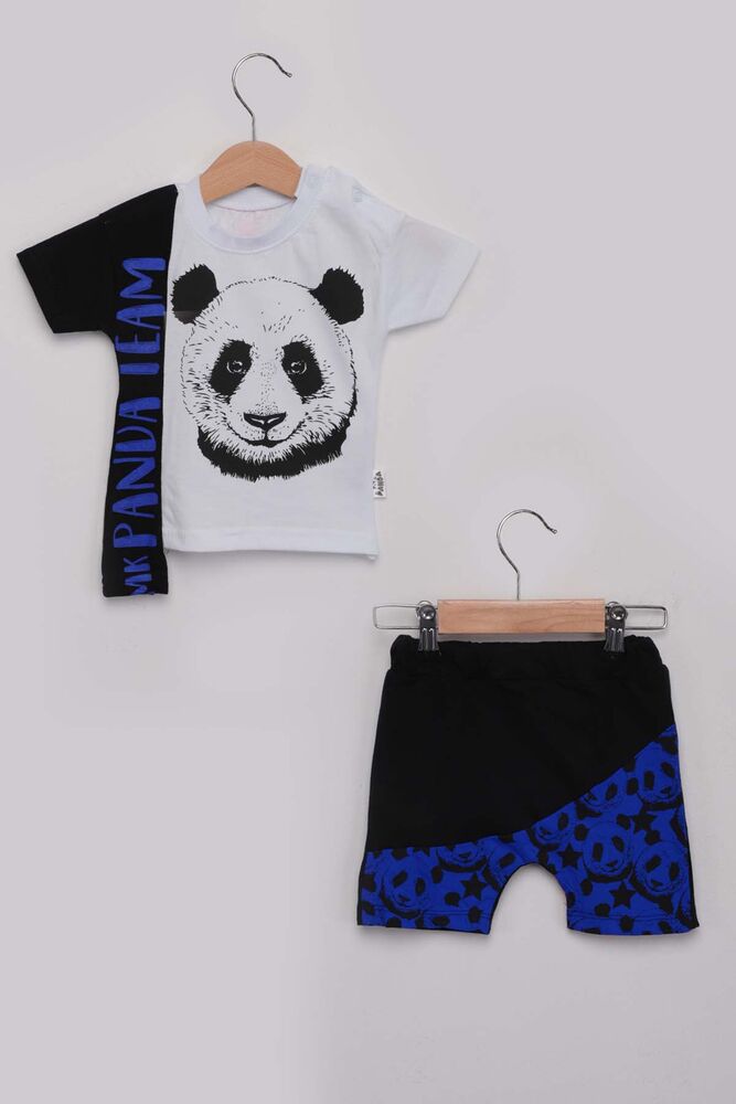 Panda Baskılı Erkek Çocuk Şortlu Takım | Mavi