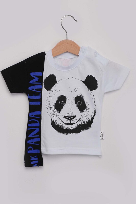 Panda Baskılı Erkek Çocuk Şortlu Takım | Mavi - Thumbnail