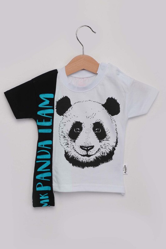 Panda Baskılı Erkek Çocuk Şortlu Takım | Turkuaz - Thumbnail