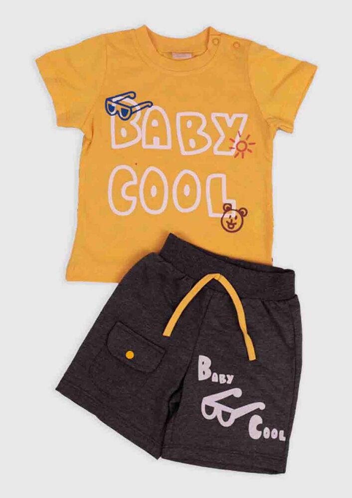 Cool Baskılı 2'li Erkek Bebek Takım | Sarı