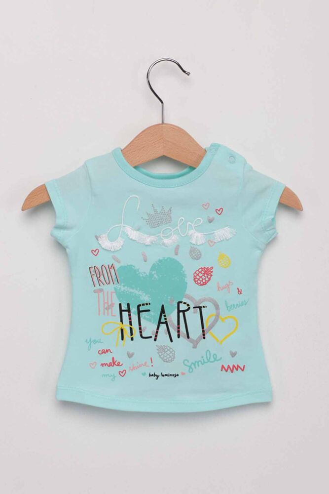 Heart Kız Bebek Taytlı Takım | Su Yeşili