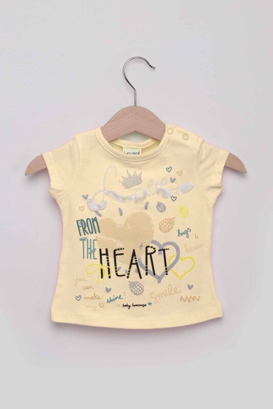 Heart Kız Bebek Taytlı Takım | Sarı - Thumbnail