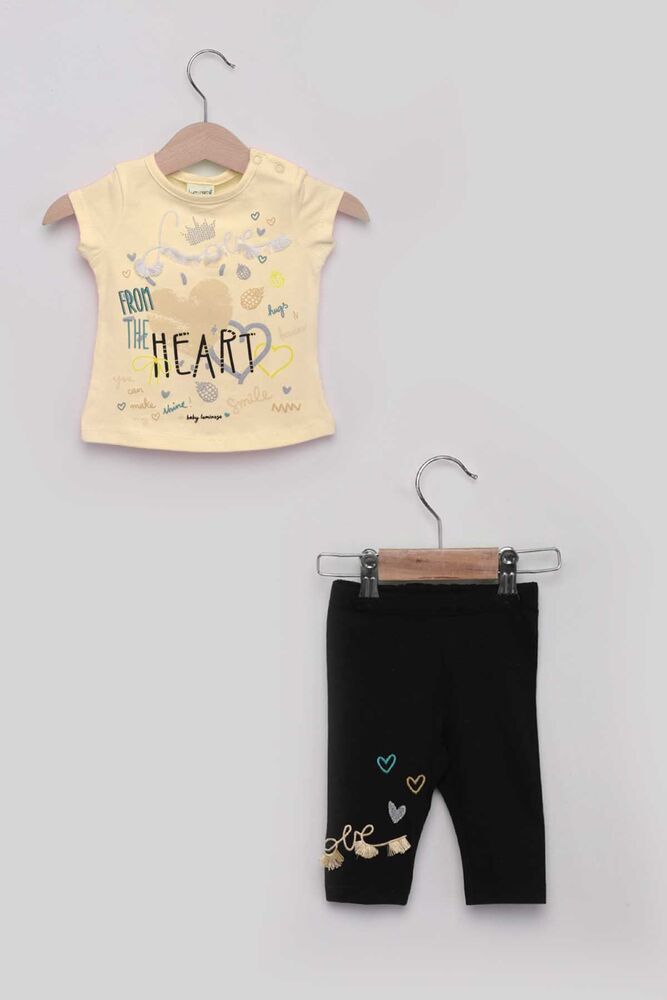 Heart Kız Bebek Taytlı Takım | Sarı