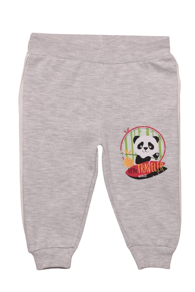 Panda Baskılı Erkek Bebek Tek Alt 1031 | Gri