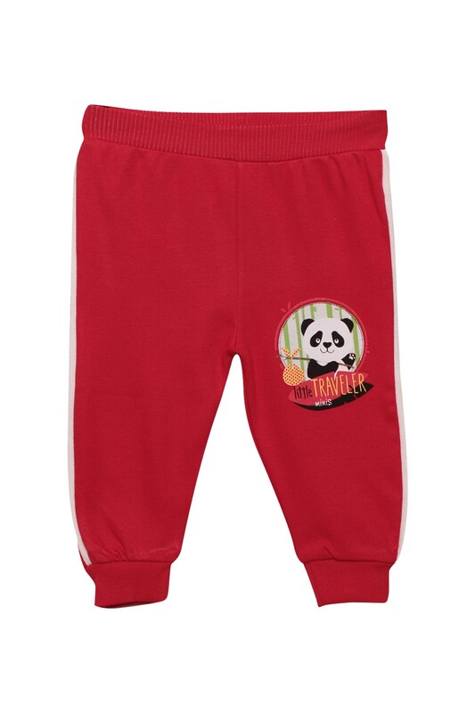 MANCAR - Panda Baskılı Erkek Bebek Tek Alt 1031 | Kırmızı