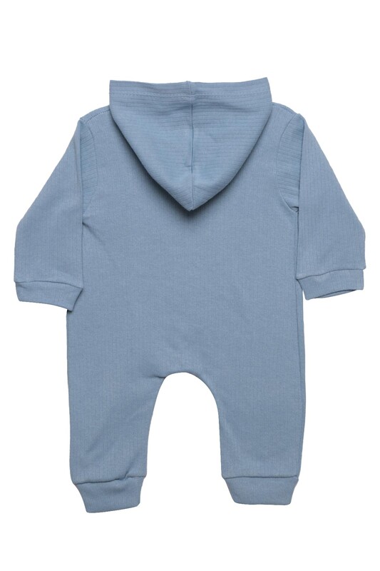 Düğmeli Kapşonlu Bebek Tulum 4509 | Mavi - Thumbnail