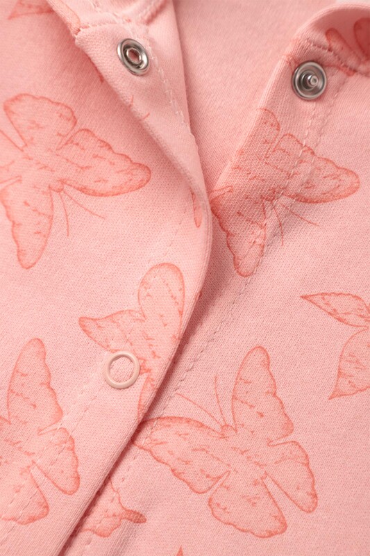 Kelebek Desenli Kız Bebek Tulum 4508 | Pembe - Thumbnail