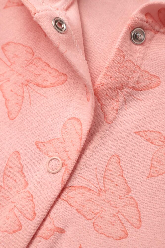 Kelebek Desenli Kız Bebek Tulum 4508 | Pembe