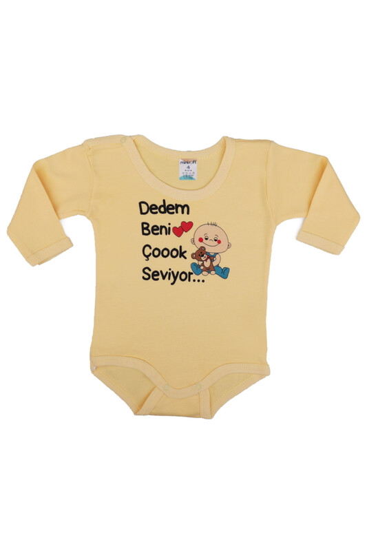 SİMİSSO - Dedem Beni Çok Seviyor Baskılı Bebek Zıbın | Sarı