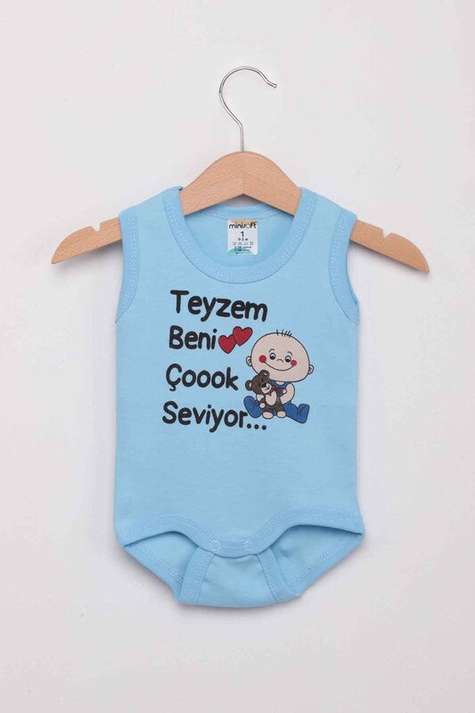 SİMİSSO - Teyzem Beni Çok Seviyor Baskılı Bebek Zıbın | Mavi