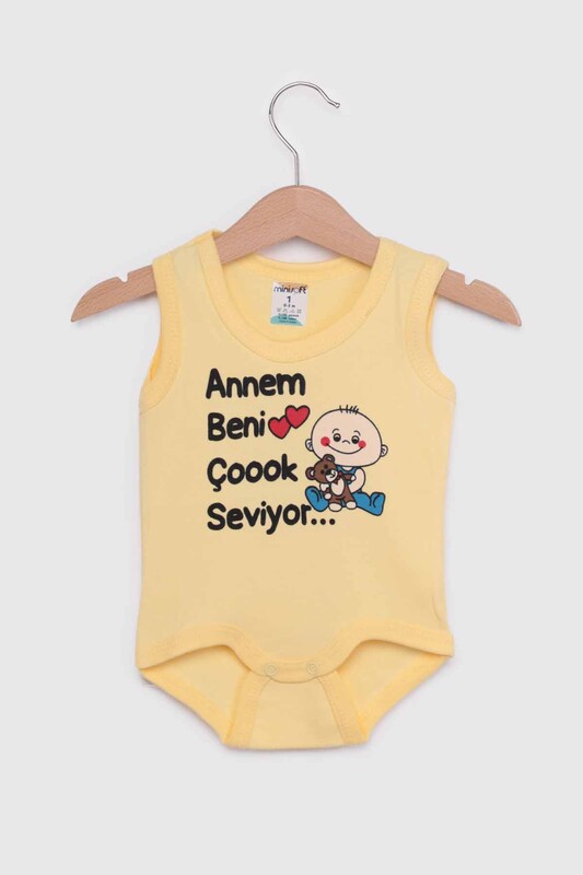 SİMİSSO - My Mother Loves Me Very Much Baby Bodysuit | Yellow