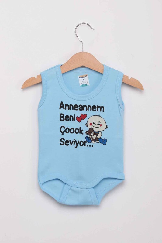 SİMİSSO - My Grandmother Loves Me Very Much Baby Bodysuit | Blue