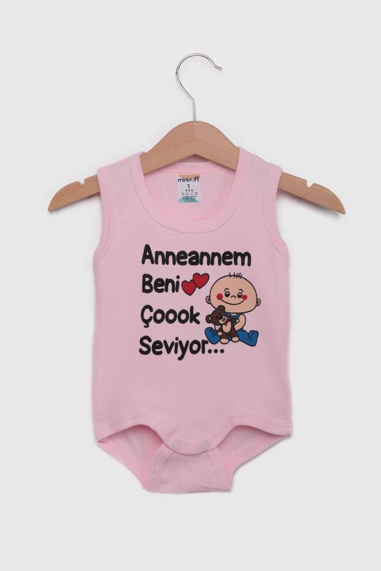 SİMİSSO - My Grandmother Loves Me Very Much Baby Bodysuit | Pink