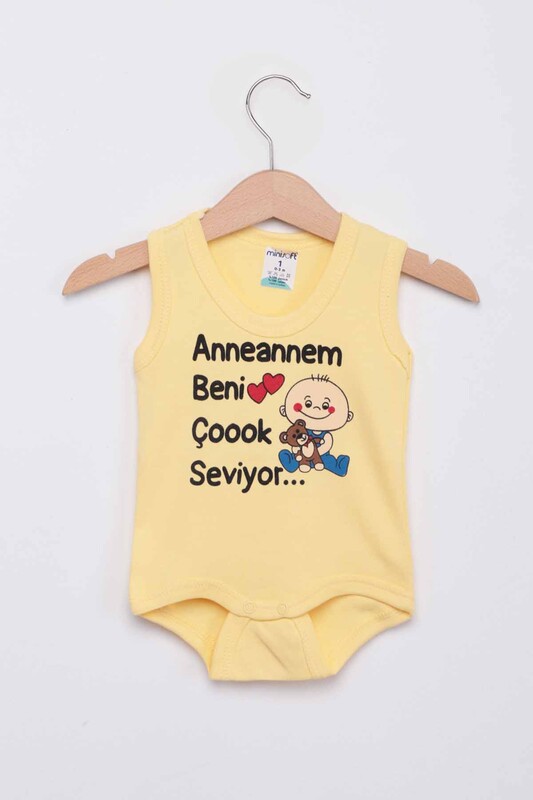 SİMİSSO - My Grandmother Loves Me Very Much Baby Bodysuit | Yellow