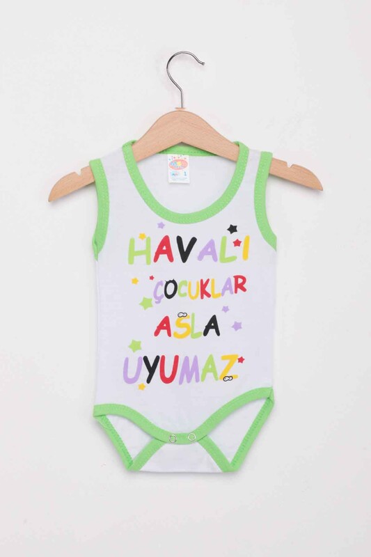 Printed Wide Strap Baby Bodysuit 1316 | Green - Thumbnail
