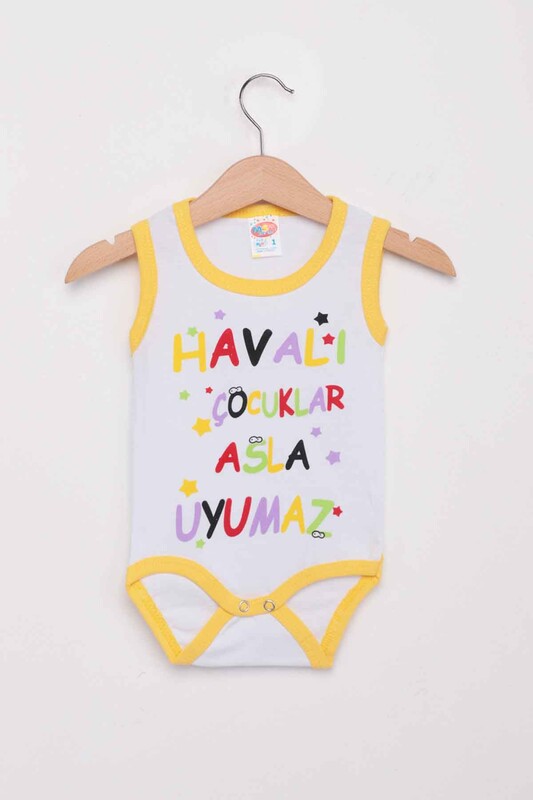 Printed Wide Strap Baby Bodysuit 1316 | Yellow - Thumbnail
